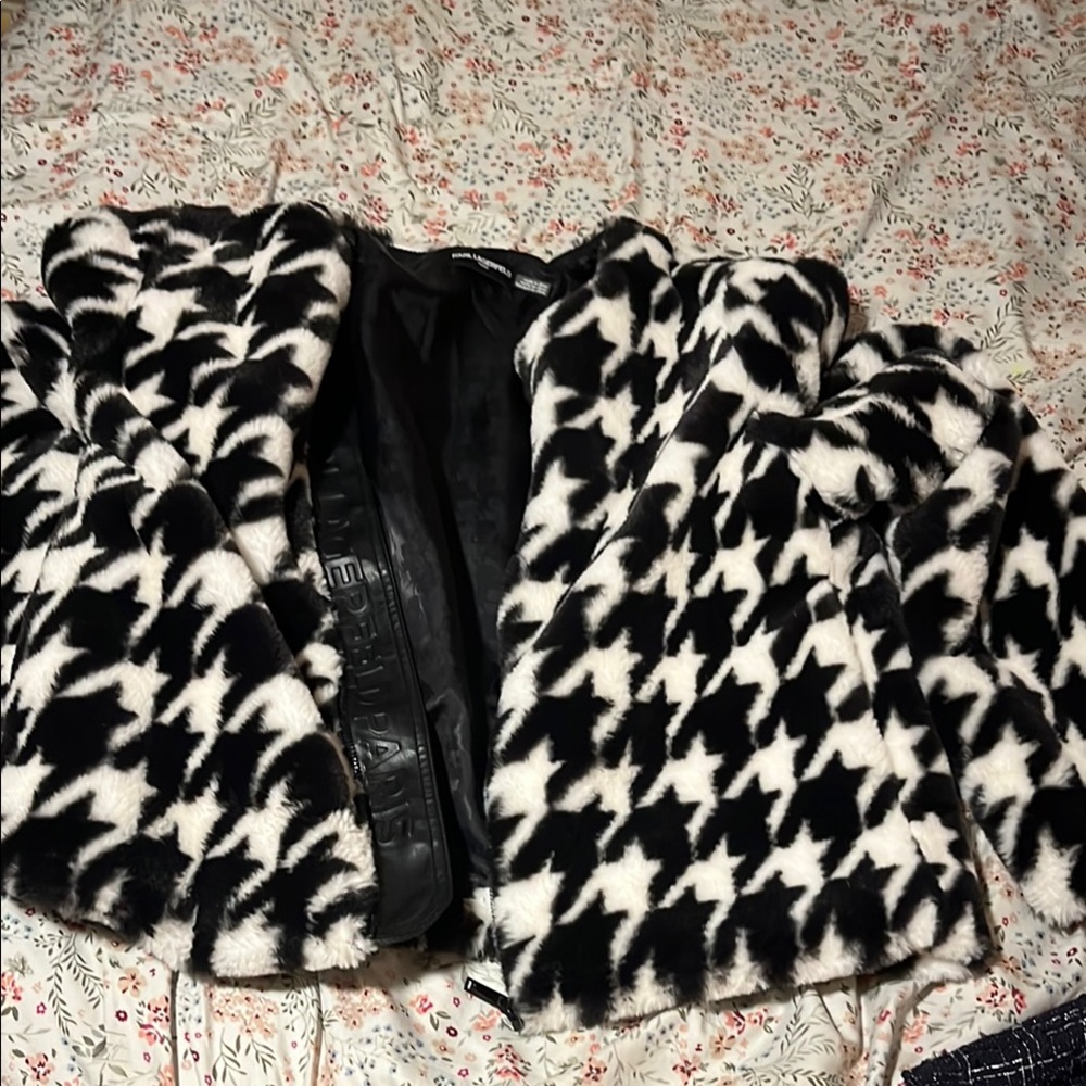 Karl Lagerfeld Black and White Teddy Jacket